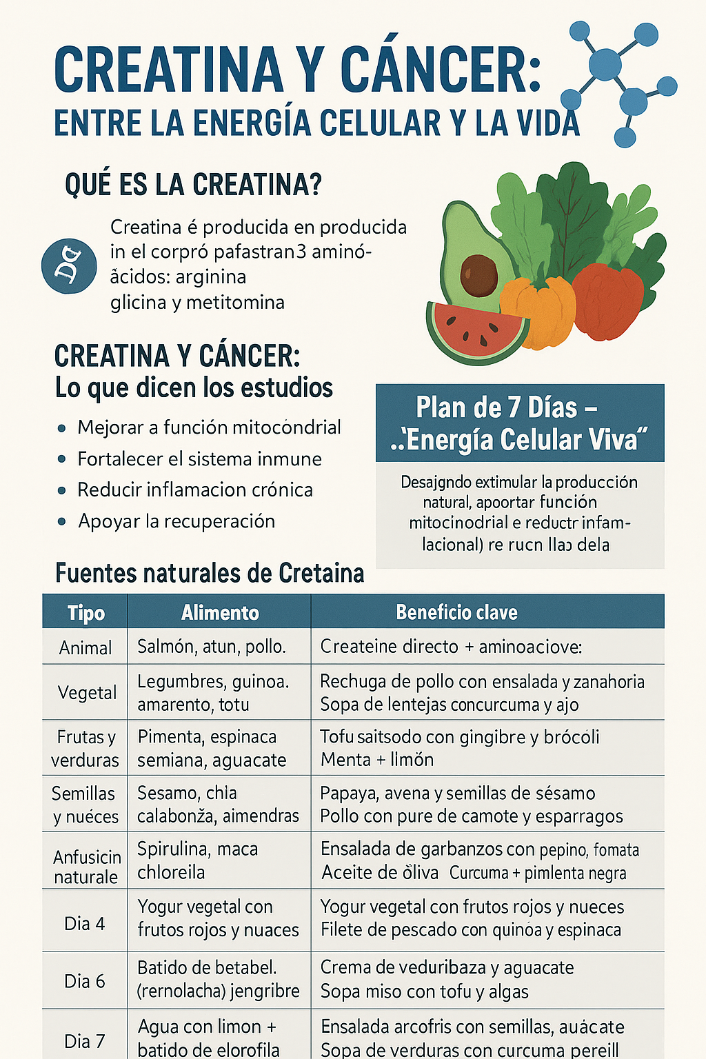 Infografía creatina y cáncer